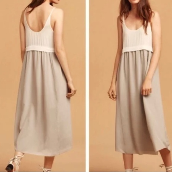 NWOT - size S Wilfred 100% silk stunning dress!  Off white top on cream skirt. - Picture 4 of 4